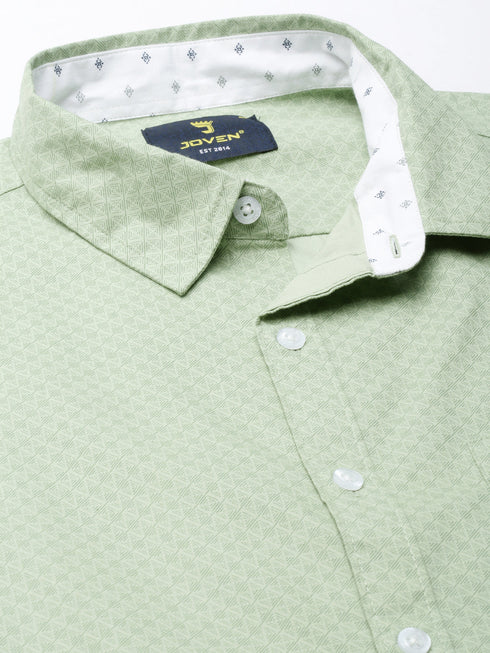 Green Printed Full Sleeves Shirt
